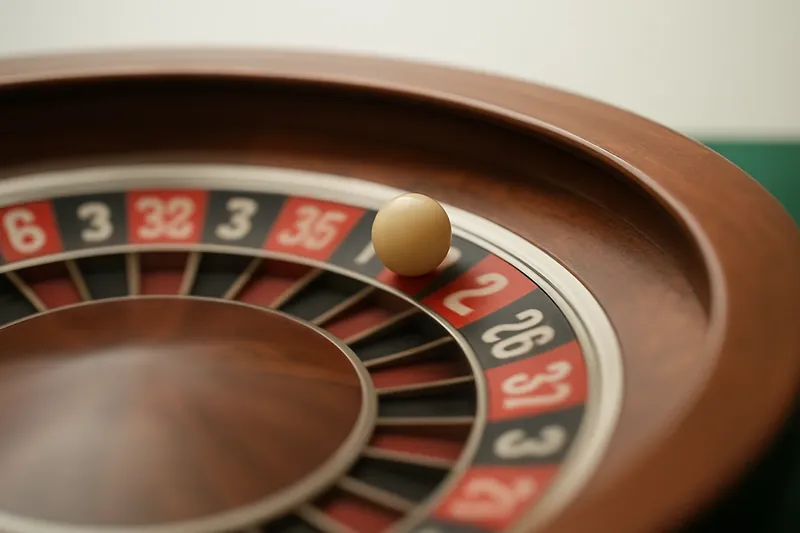 Roulette ball frozen mid-roll above blurred wheel numbers